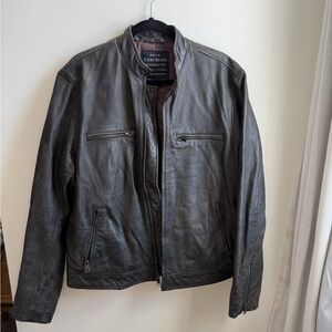 Lucky Brand Dark Gray Leather Jacket for Men